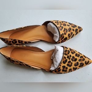 J Crew Zoe Calf Half Leopard Print D’Orsay Flats